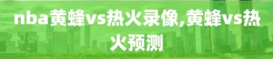 nba黄蜂vs热火录像,黄蜂vs热火预测