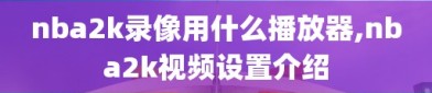 nba2k录像用什么播放器,nba2k视频设置介绍