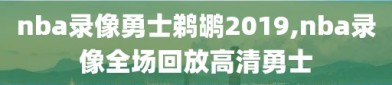 nba录像勇士鹈鹕2019,nba录像全场回放高清勇士