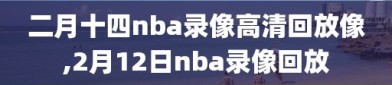 二月十四nba录像高清回放像,2月12日nba录像回放