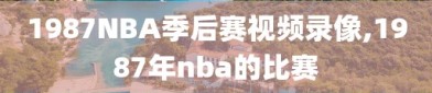 1987NBA季后赛视频录像,1987年nba的比赛
