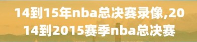 14到15年nba总决赛录像,2014到2015赛季nba总决赛