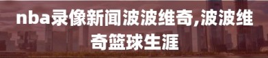 nba录像新闻波波维奇,波波维奇篮球生涯