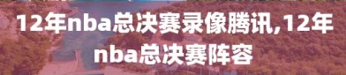 12年nba总决赛录像腾讯,12年nba总决赛阵容