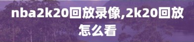 nba2k20回放录像,2k20回放怎么看