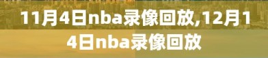 11月4日nba录像回放,12月14日nba录像回放