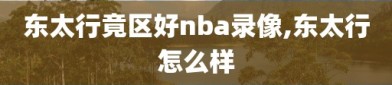 东太行竟区好nba录像,东太行怎么样