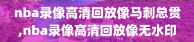 nba录像高清回放像马刺总贯,nba录像高清回放像无水印