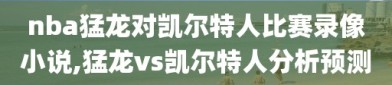 nba猛龙对凯尔特人比赛录像小说,猛龙vs凯尔特人分析预测