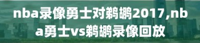 nba录像勇士对鹈鹕2017,nba勇士vs鹈鹕录像回放
