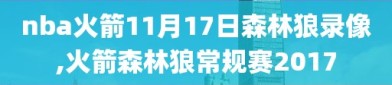 nba火箭11月17日森林狼录像,火箭森林狼常规赛2017