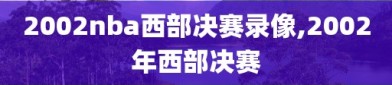 2002nba西部决赛录像,2002年西部决赛