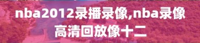 nba2012录播录像,nba录像高清回放像十二