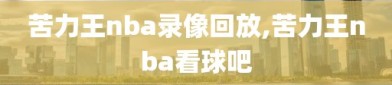 苦力王nba录像回放,苦力王nba看球吧