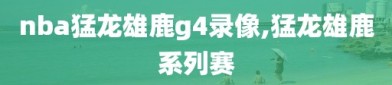 nba猛龙雄鹿g4录像,猛龙雄鹿系列赛