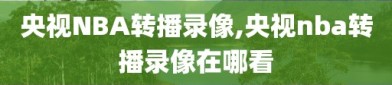 央视NBA转播录像,央视nba转播录像在哪看