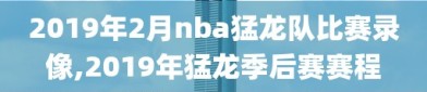 2019年2月nba猛龙队比赛录像,2019年猛龙季后赛赛程