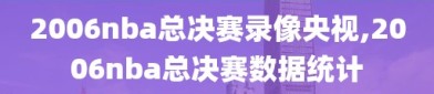 2006nba总决赛录像央视,2006nba总决赛数据统计