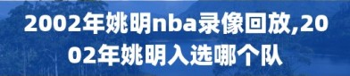 2002年姚明nba录像回放,2002年姚明入选哪个队