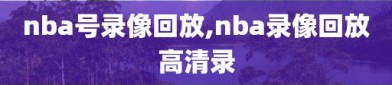 nba号录像回放,nba录像回放高清录