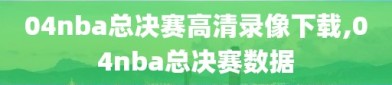04nba总决赛高清录像下载,04nba总决赛数据