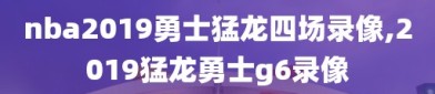 nba2019勇士猛龙四场录像,2019猛龙勇士g6录像