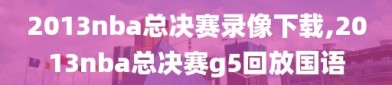 2013nba总决赛录像下载,2013nba总决赛g5回放国语