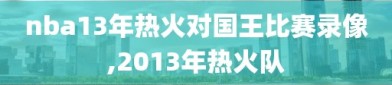 nba13年热火对国王比赛录像,2013年热火队