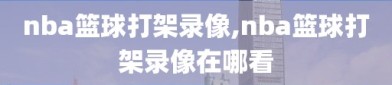 nba篮球打架录像,nba篮球打架录像在哪看