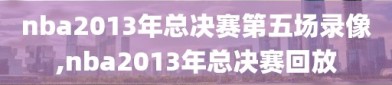 nba2013年总决赛第五场录像,nba2013年总决赛回放