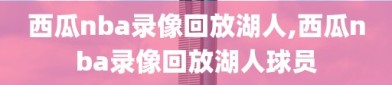 西瓜nba录像回放湖人,西瓜nba录像回放湖人球员